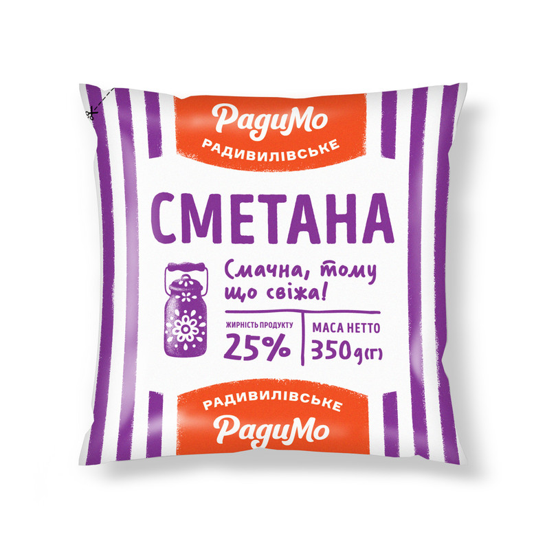 Сметана РАДИМО 25%, 350 г., плівка поліетиленова